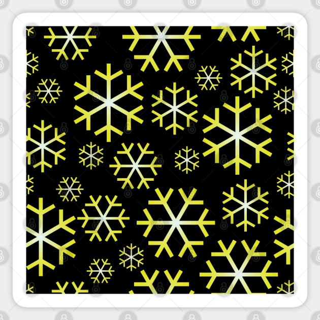 Yellow Christmas Snowflakes Pattern Sticker by inotyler